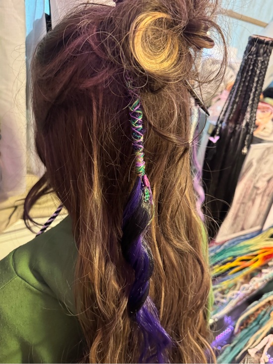 Boho Purple Hair Wrap Accent for Natural Brown Hair